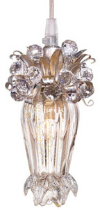 Casa Padrino Luxus LED Kronleuchter Silber / Gold  10 x H. 19 cm - Moderner Glas Kronleuchter mit Swarovski Kristallglas - Luxus Qualitt