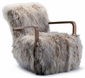 Casa Padrino Luxus Kunstfell Sessel Wei� / Beige / Braun - Wohnzimmer M�bel