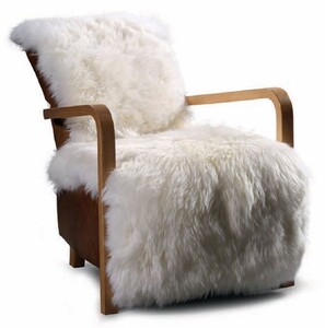 Casa Padrino Luxus Kunstfell Sessel Wei� / Schwarz / Braun - Wohnzimmer M�bel