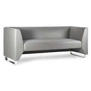 Casa Padrino Luxus Kunstleder Sofa Grau / Silber 191,5 cm - Luxus Interior