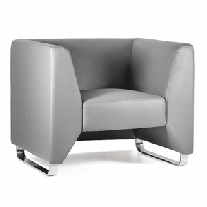 Casa Padrino Luxus Kunstleder Sessel Grau / Silber 91,5 cm - Luxus Interior