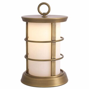 Casa Padrino Luxus LED Au�entischleuchte Antik Messing / Wei�  17,5 x H. 31 cm