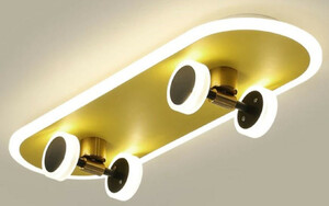 Casa Padrino Luxus Deckenleuchte in Skateboard Form Gold 60 x 20 cm - LED Skateboard Deckenlampe - Luxus Deckenleuchten - Skateboard Deckenleuchten - Luxus Interior