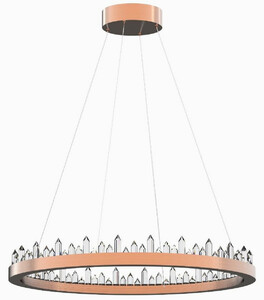 Casa Padrino Luxus LED Kronleuchter Kupfer  85 cm - Runder dimmbarer Edelstahl Kronleuchter mit Kristallglas - Wohnzimmer Kronleuchter - Schlafzimmer Kronleuchter - Luxus M�bel