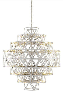 Casa Padrino Luxus LED Kronleuchter Silber  82 x H. 88,5 cm - Runder Edelstahl Kronleuchter - Luxus Qualit�t