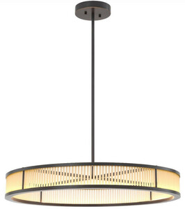 Casa Padrino Luxus LED Kronleuchter Bronzefarben / Wei�  90 x H. 15 cm - Moderner runder dimmbarer Kronleuchter - Luxus Qualit�t