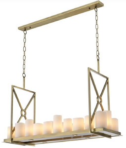 Casa Padrino Luxus LED Kronleuchter Messingfarben / Wei� 120 x 39 x H. 79 cm - Moderner Kronleuchter mit Fernbedienung - Luxus Qualit�t