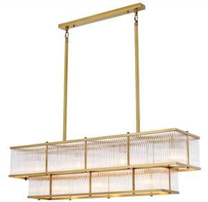 Casa Padrino Luxus Kronleuchter Antik Messingfarben 120 x 32,5 x H. 34 cm - Rechteckiger Kronleuchter - Luxus Qualit�t