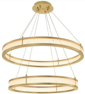 Casa Padrino Luxus LED Kronleuchter Antik Messingfarben / Wei�  85 cm - Moderner runder Kronleuchter - Wohnzimmer Kronleuchter - Hotel Kronleuchter