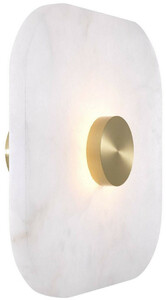 Casa Padrino Luxus LED Wandleuchte Alabaster / Hell Messingfarben 35 x 14,5 x H. 35 cm - Dimmbare Wandlampe mit quadratischem Alabaster Lampenschirm - Luxus Kollektion