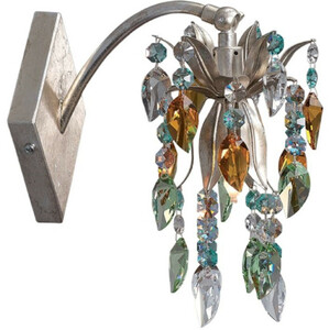 Casa Padrino Luxus LED Wandleuchte mit Swarovski Kristallglas Silber / Mehrfarbig 10 x 19 x H. 20 cm - Wohnzimmer Wandleuchte - Hotel Wandleuchte - Luxus Kollektion