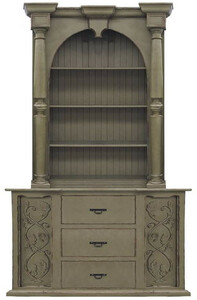 Casa Padrino Luxus Landhausstil Schrank Antik Olivgrn - Handgefertigter Massivholz Regalschrank - Wohnzimmerschrank - Esszimmerschrank - Landhausstil Mbel