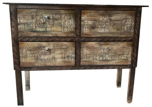 Casa Padrino Luxus Landhausstil Kommode Antik Dunkelbraun - Handgefertigter Massivholz Schrank mit 4 Schubladen - Landhausstil M�bel