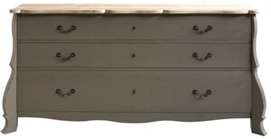 Casa Padrino Luxus Landhausstil Massivholz Kommode mit 3 Schubladen Antik Grau / Naturfarben 187 x 50 x H. 90 cm - Landhausstil M�bel - Luxus Qualit�t