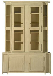 Casa Padrino Luxus Landhausstil Vitrine Beige 180 x 45 x H. 270 cm - Handgefertigter Vitrinenschrank - Massivholz Kchenschrank - Landhausstil Mbel