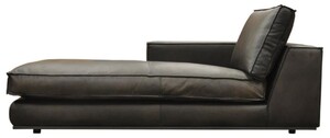Casa Padrino Luxus Echtleder Chaiselongue Rechte Seite Schwarz 186 cm