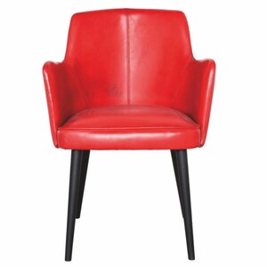 Casa Padrino Luxus Leder Esszimmer Stuhl mit Armlehnen Rot / Schwarz - Esszimmer Mbel