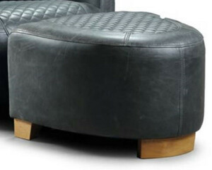 Casa Padrino Luxus Leder Fuhocker Vintage Blau / Hellbraun 60 x 59 x H. 35 cm - Echtleder Hocker - Wohnzimmer Mbel - Echtleder Mbel