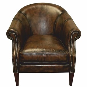 Casa Padrino Luxus Leder Sessel Antik Braun / Dunkelbraun 86 x 86 x H. 84 cm - Echtleder M�bel