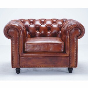 Casa Padrino Luxus Chesterfield Leder Sessel Vintage Braun / Schwarz 130 cm - Echtleder M�bel