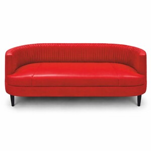 Casa Padrino Luxus Leder Sofa Rot / Schwarz 180 cm - Echtleder Wohnzimmer M�bel