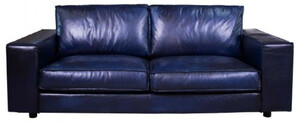 Casa Padrino Luxus Leder Sofa Dunkelblau 240 x 104 x H. 83 cm - Echtleder Wohnzimmer Sofa - Echtleder Wohnzimmer Mbel - Luxus Leder Mbel