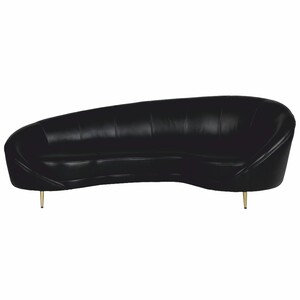 Casa Padrino Luxus Leder Sofa Schwarz / Messing 230 cm - Echtleder M�bel