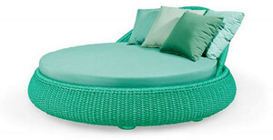 Casa Padrino Luxus Liegeinsel Gr�n  153 x H. 71 cm - Handgewebte Wetterbest�ndige Sonneninsel - Moderne Garten M�bel - Hotel M�bel