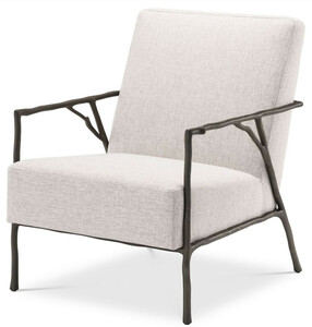 Casa Padrino Luxus Lounge Sessel Naturfarben / Bronze 63 x 81 x H. 82 cm - Wohnzimmer Sessel - Hotel Sessel - Luxus M�bel