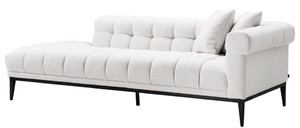 Casa Padrino Luxus Lounge Sofa Wei / Schwarz 223 x 98 x H. 69 cm - Rechtsseitiges Wohnzimmer Sofa mit 2 Kissen - Luxus Qualitt