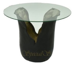 Casa Padrino Designer Beistelltisch mit Glasplatte Schwarz / Gold  46 x H. 36 cm - Luxus Kollektion