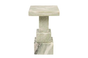Casa Padrino Luxus Marmor Beistelltisch Gr�n 30,5 x 30,5 x H. 48,5 cm - Massiver Sockel Beistelltisch aus hochwertigem Indian Green Onyx - Luxus M�bel