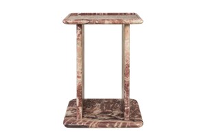 Casa Padrino Luxus Marmor Beistelltisch Rosa 30,5 x 23 x H. 41,5 cm - Schlanker Beistelltisch aus hochwertigem Rosalia Pink Marmor - Luxus M�bel