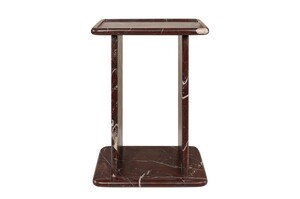 Casa Padrino Luxus Marmor Beistelltisch Weinrot 30,5 x 23 x H. 41,5 cm - Schlanker Beistelltisch aus hochwertigem Rosso Levanto Marmor - Luxus M�bel