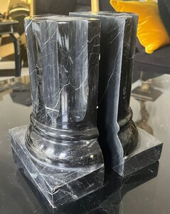 Casa Padrino Luxus Marmor Buchsttzen Set Barock Sulen Schwarz H. 21 cm