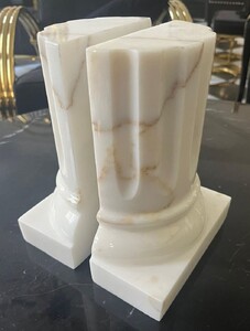 Casa Padrino Luxus Marmor Buchsttzen Set Barock Sulen Wei H. 21 cm