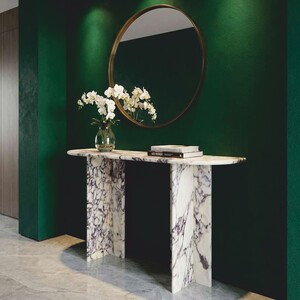 Casa Padrino Luxus Marmor Konsole Wei� / Lila 120 cm - Carrara Marmor Konsolentisch - Marmor M�bel - Luxus M�bel