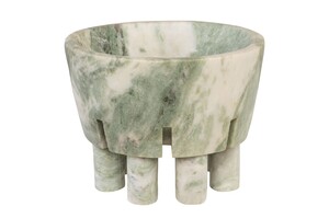 Casa Padrino Luxus Marmor Schale Gr�n 20 x 20 x H. 15,5 cm - Schale auf s�ulenf�rmigem Fu� aus hochwertigem Indian Green Onyx - Luxus Deko Accessoires