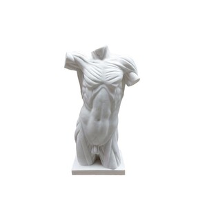 Casa Padrino Luxus Marmor Skulptur M�nnlicher Torso Wei� - Handgefertigte Marmorfigur - Deko Skulptur