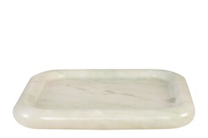 Casa Padrino Luxus Marmor Tablett Gr�n 30 x 30 x H. 3 cm - Quadratisches Tablett mit flach erh�htem Rand aus hochwertigem Indian Green Onyx - Luxus Deko Accessoires