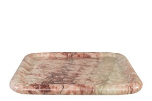 Casa Padrino Luxus Marmor Tablett Rosa 40 x 40 x H. 3,5 cm - Quadratisches Tablett mit flach erh�htem Rand aus hochwertigem Rosalia Pink Marmor - Luxus Deko Accessoires