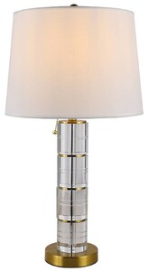 Casa Padrino Luxus Glas Tischleuchte Gold / Wei�  40 x H. 66 cm