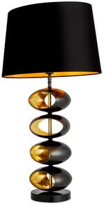 Casa Padrino Luxus Tischleuchte mit Lampenschirm Schwarz / gold  16 x H. 69 cm