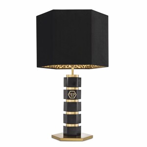 Philipp Plein Luxus Marmor Tischleuchte H. 76 cm Schwarz / Messing / Leopard - Luxus Qualit�t