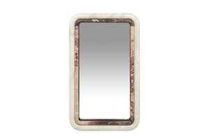 Casa Padrino Luxus Marmor Wandspiegel Gr�n / Rosa 60 x 2,5 x H. 100 cm - Edler Spiegel mit Marmorrahmen - Luxus Wohnzimmer Accessoires