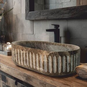 Casa Padrino Luxus Marmor Waschbecken Schale Braun 58 cm - Badezimmer Accessoires