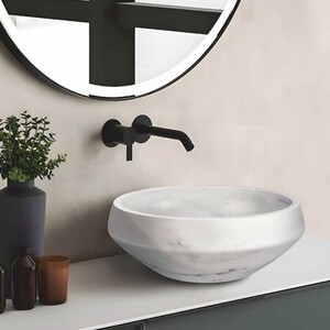 Casa Padrino Luxus Marmor Waschbecken Schale Wei�  42 cm - Luxus Badezimmer Accessoires