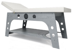 Casa Padrino Luxus Massageliege Grau / Wei 190 x 70 x H. 77 cm - Handgefertigte Massageliege mit verstellbarer Kopfsttze - Luxus Qualitt - Made in Italy