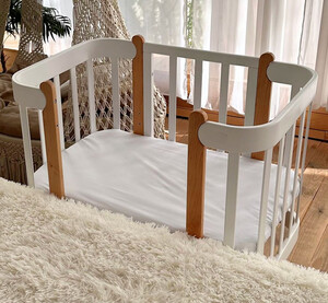 Casa Padrino Luxus Massivholz Babybett Grau / Naturfarben 95 cm