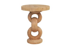 Casa Padrino Luxus Massivholz Beistelltisch Naturfarben  49 x H. 64 cm - Skulpturaler Beistelltisch aus handgeschnitztem Dimb-Holz mit Kettenglied-Motiv - Luxus M�bel